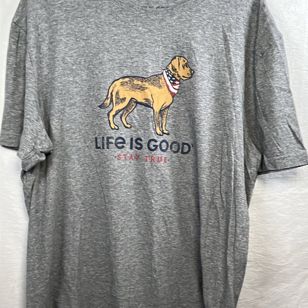 Life Is Good Men's Crusher-Lite Stay True Dog Shirt Xl Gray Fathers Day Gifting